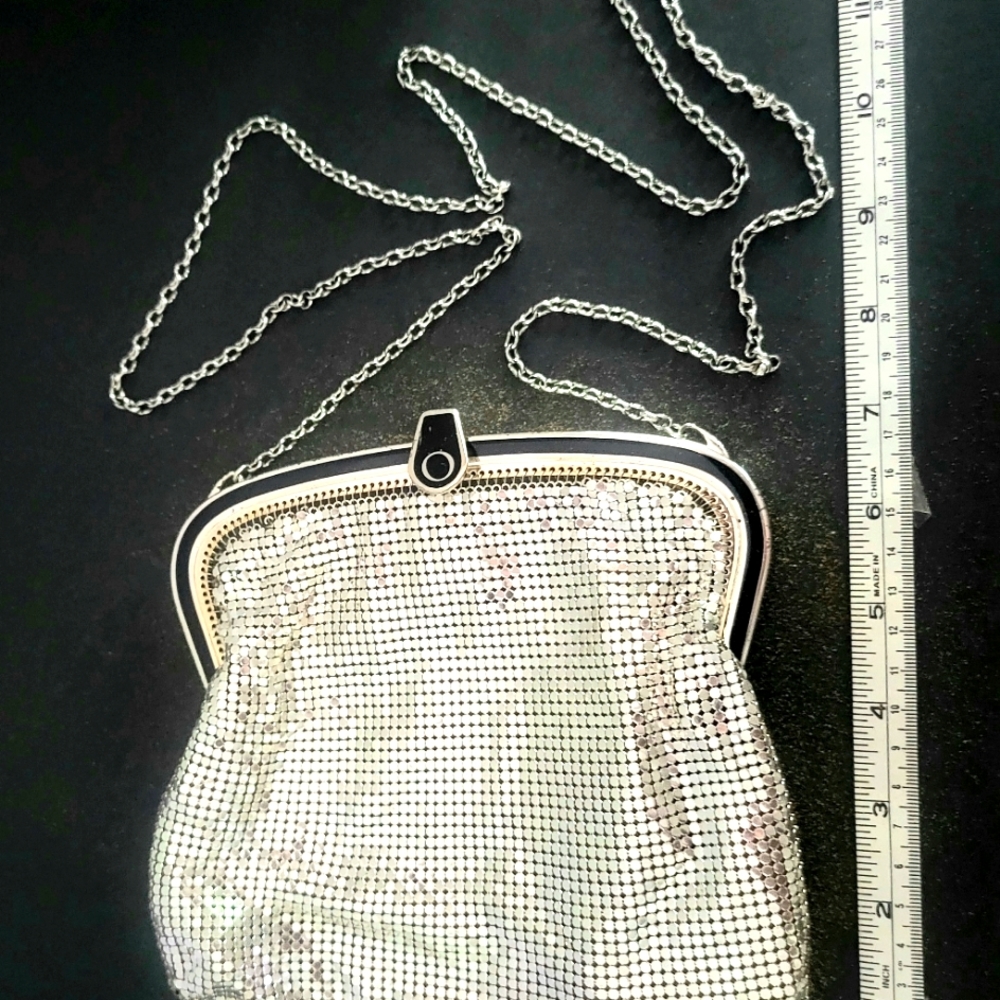 Vintage Silver Whiting and Davis bag with Shoulder Chain